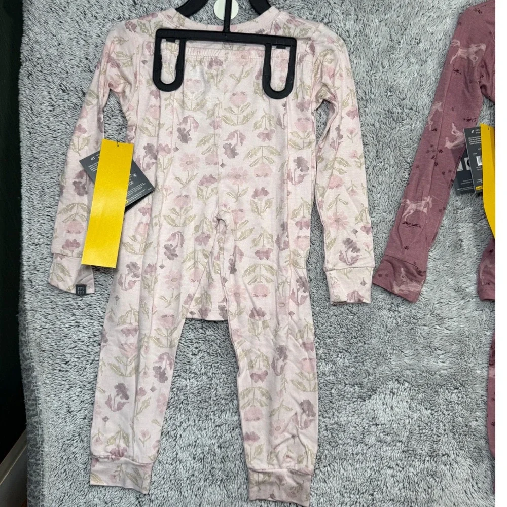 Bamboo Viscose 2 Pair Pajama Sets 4T Floral & Horse Pink Mauve New